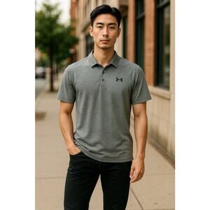 Under Armour Playoff Polo Shirt Men Small Gray Heather Polyester Golf Outdoors